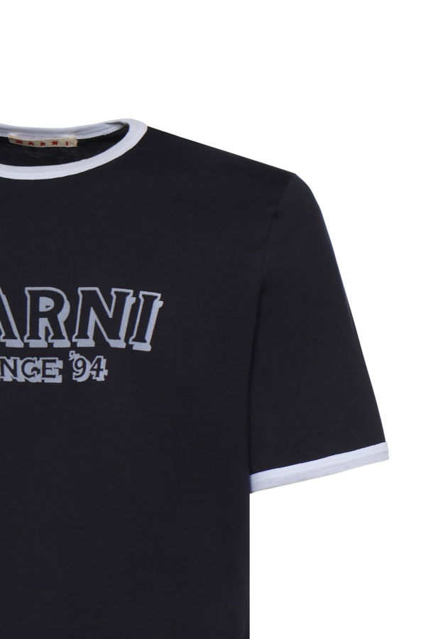 Marni Cotton T-Shirt With Logo - Blublack