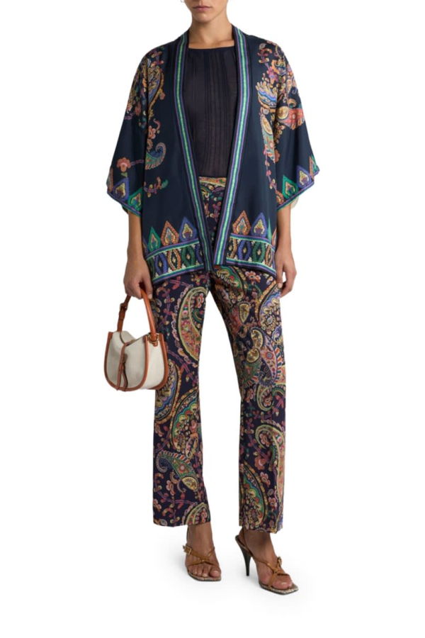 Etro Paisley Foliage Bootcut Pants - Multicolour