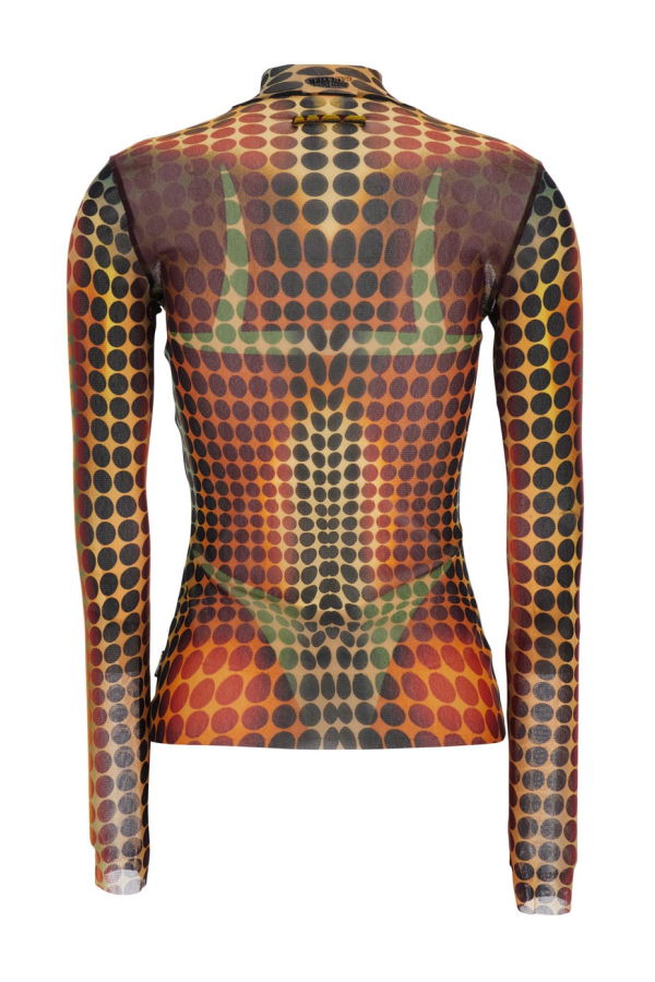 Jean Paul Gaultier Multicolor Top With High Neck And All-Over Print In Tech Fabric - Multicolor