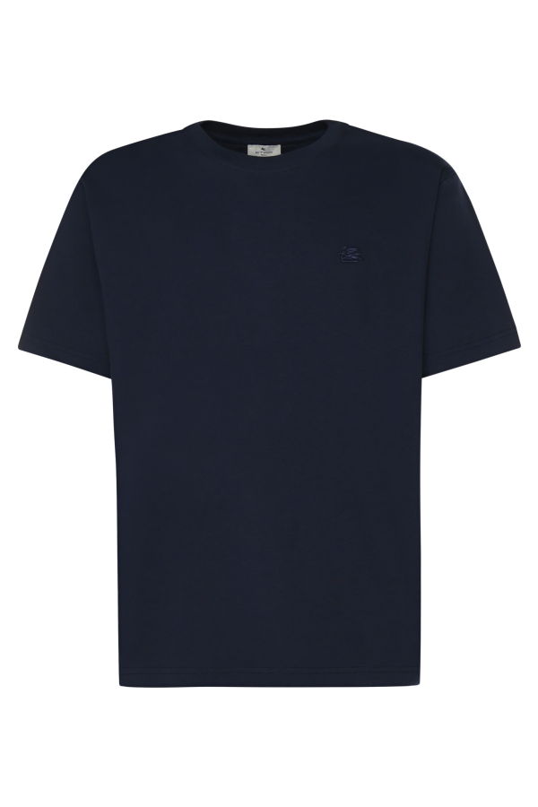 Etro Cotton T-Shirt With Logo T-Shirt - Blue