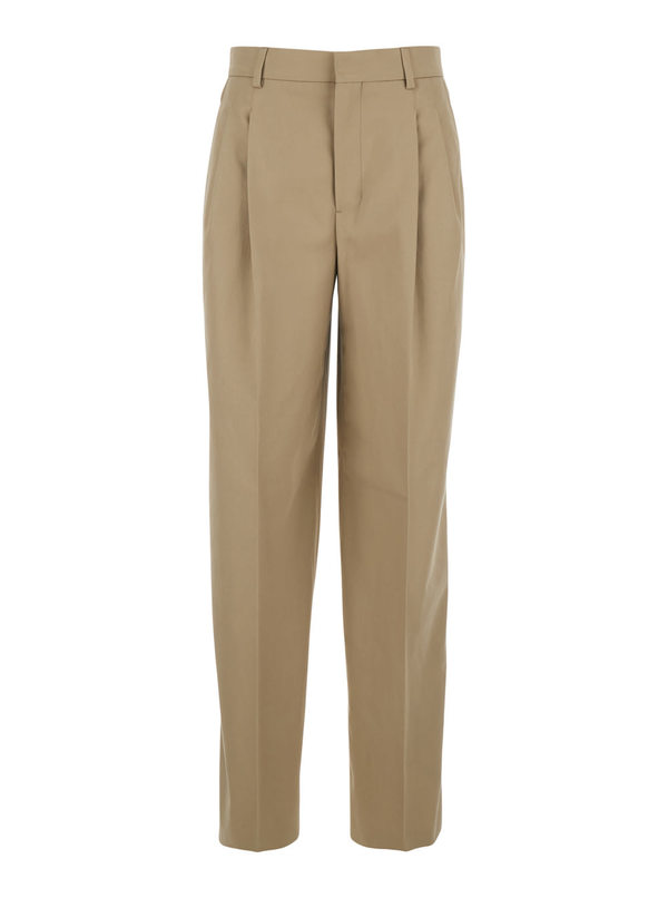 Ami Alexandre Mattiussi Pants With Belt Loops and Front Pleats - Beige