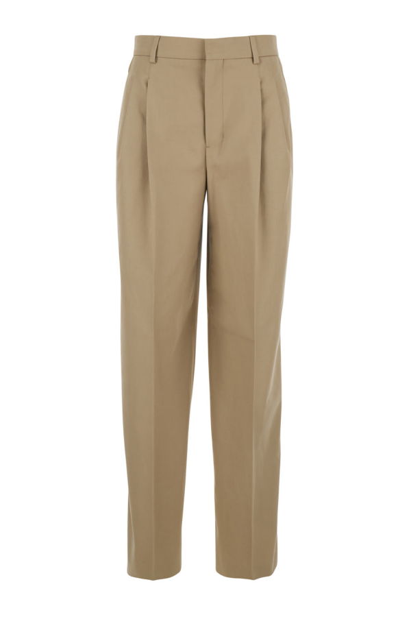 Ami Alexandre Mattiussi Pants With Belt Loops and Front Pleats - Beige