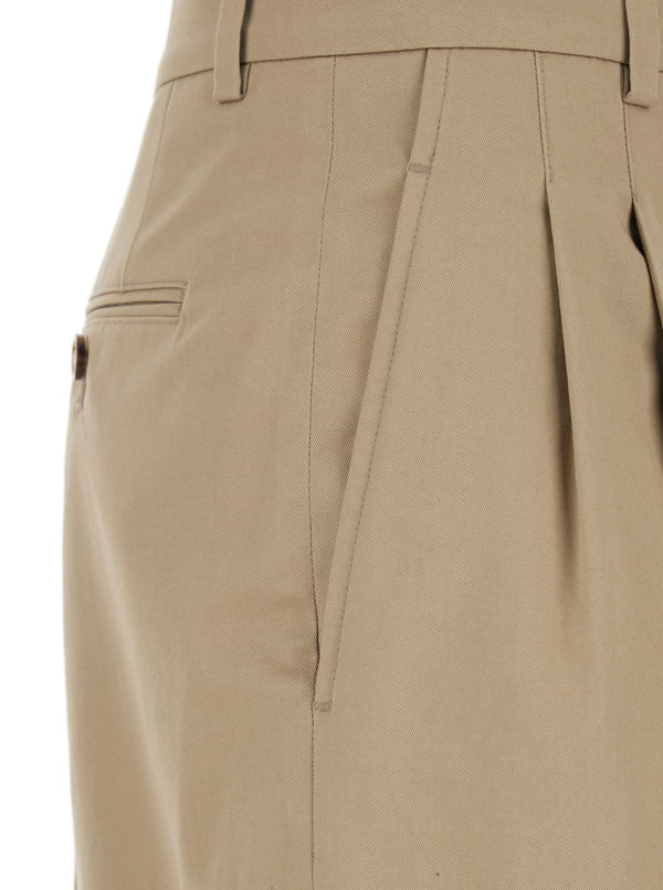 Ami Alexandre Mattiussi Pants With Belt Loops and Front Pleats - Beige