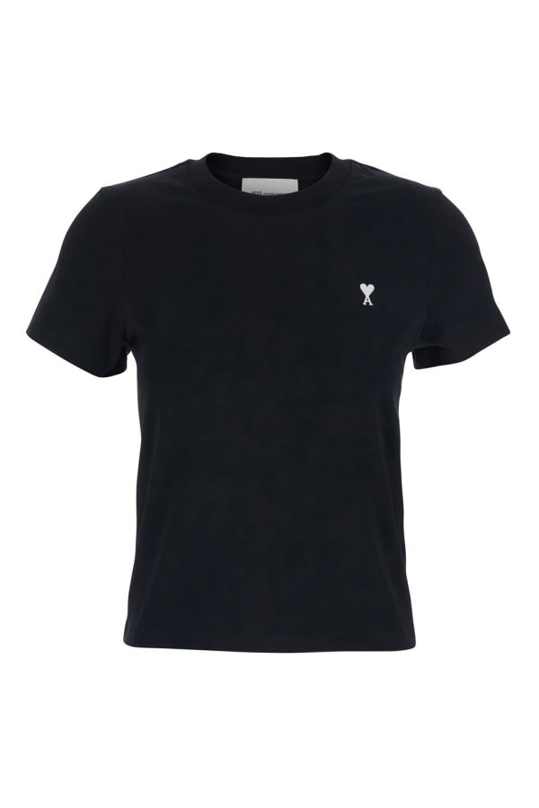 Ami Alexandre Mattiussi Cropped T-Shirt with ADC Embroidery - Black