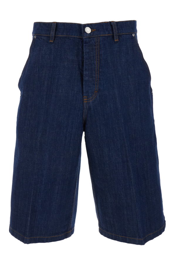 Ami Alexandre Mattiussi Five-Pocket Bermuda Shorts With Logo Patch in Denim Shorts - Blue