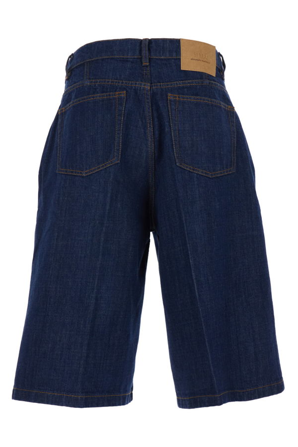 Ami Alexandre Mattiussi Five-Pocket Bermuda Shorts With Logo Patch in Denim Shorts - Blue