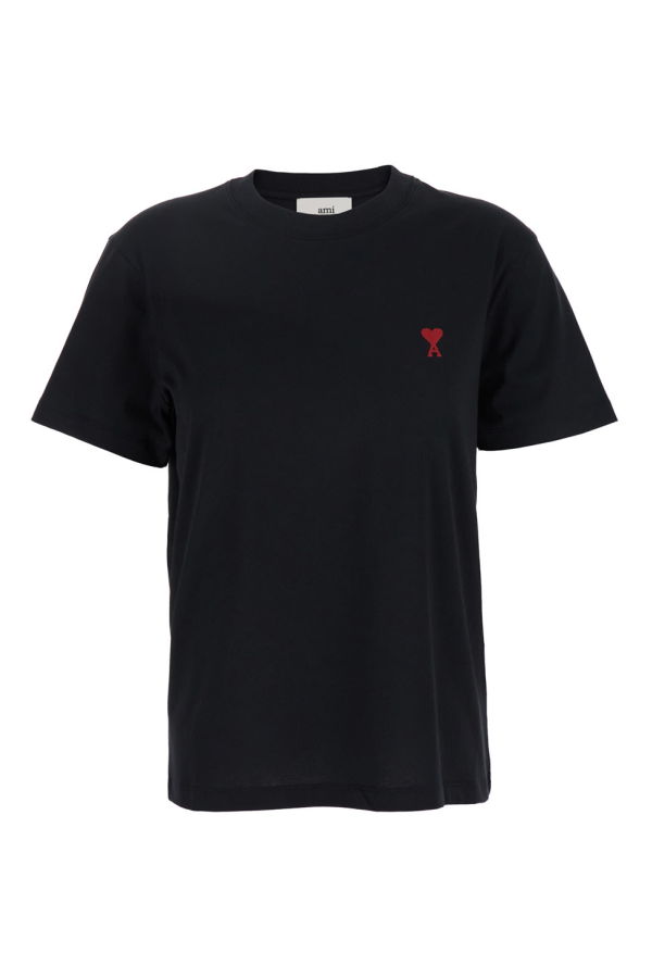 Ami Alexandre Mattiussi Ami De Coeur Embroidered T-Shirt - Black