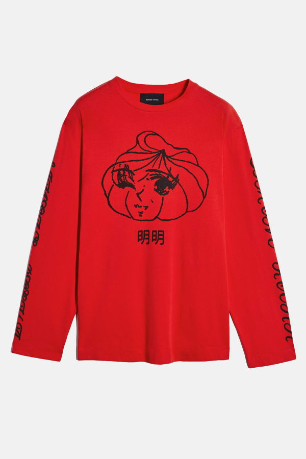 Simone Rocha Dim Sum Logo Print Long Sleeve T-Shirt - Red