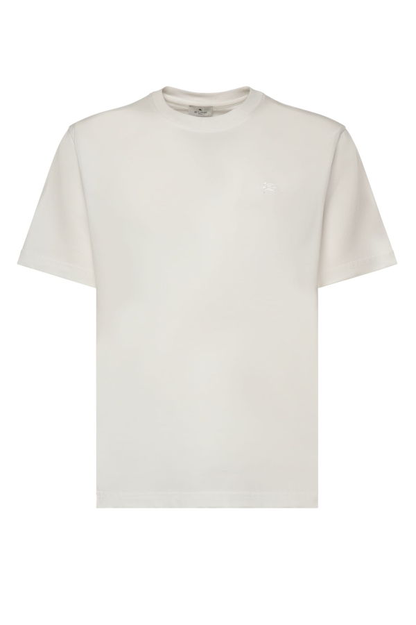 Etro Cotton T-Shirt With Logo - Cream