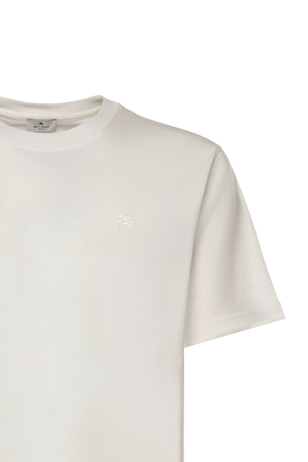 Etro Cotton T-Shirt With Logo - Cream