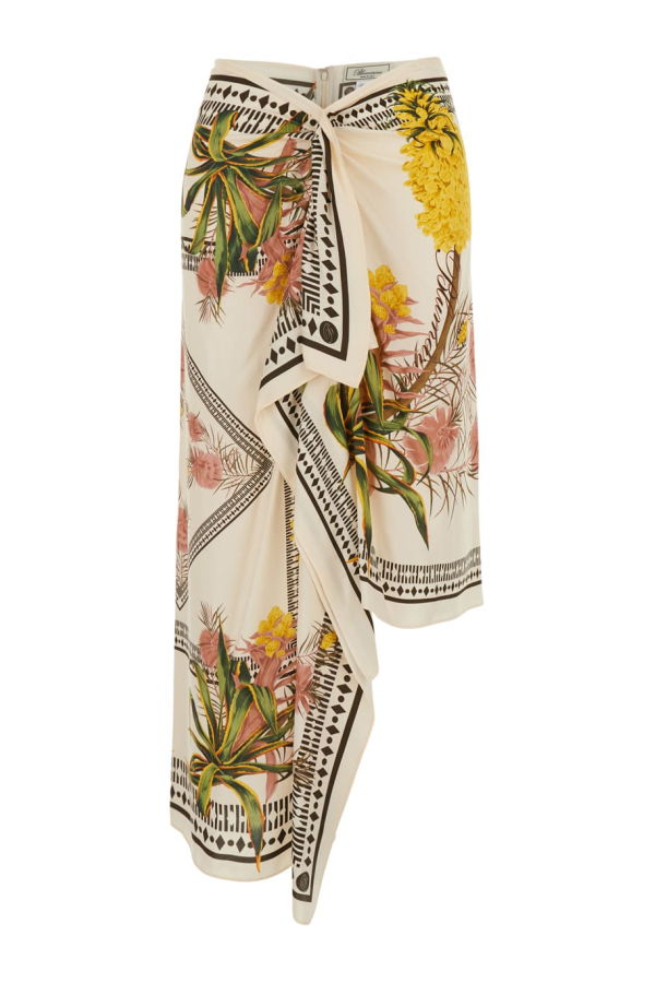 Blumarine Multicolor Skirt With Hidden Back Closure and All-Over Floral Print in Viscose