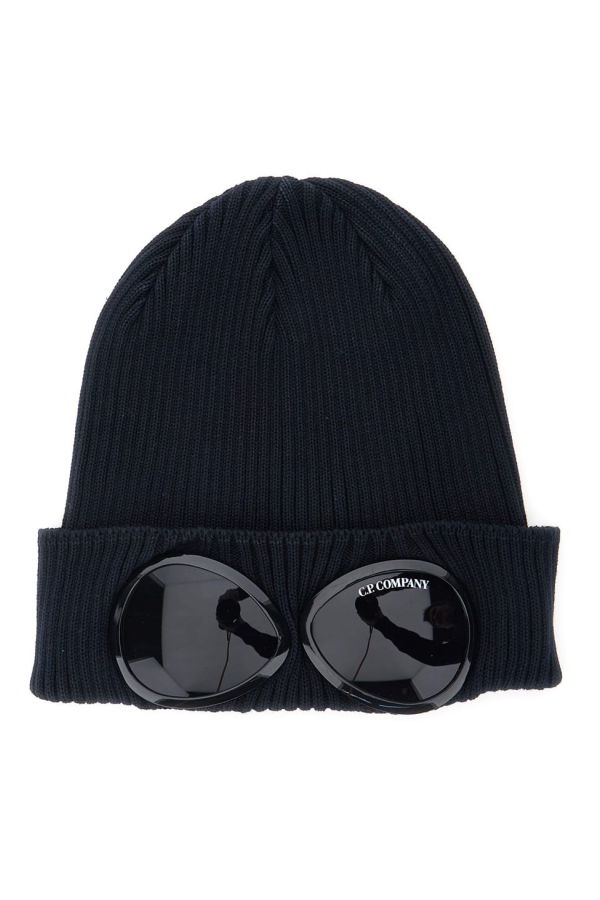 C.P. Company Knit Beanie With Goggle Detail - Blue