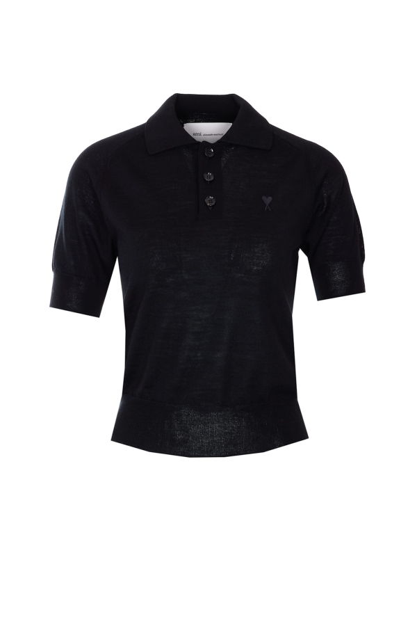 Ami Alexandre Mattiussi Ami De Coeur Short Sleeve Polo Shirt - Black