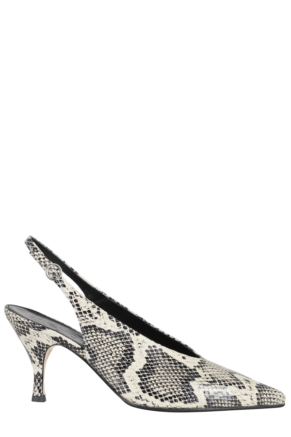 aeydē Carla Snake Print Calf Leather Heels - Creamy