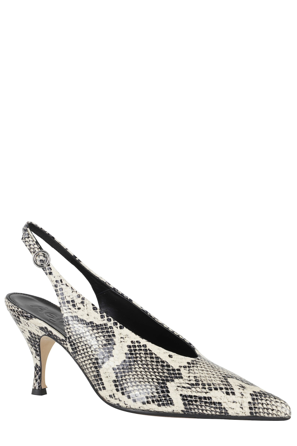 aeydē Carla Snake Print Calf Leather Heels - Creamy