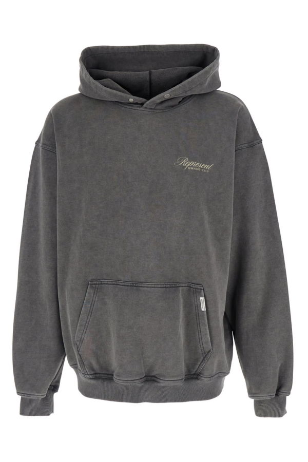 Represent Grey Sweatshirt With Logo Print on Front and Back and Faded Effect in Cotton - Gray
