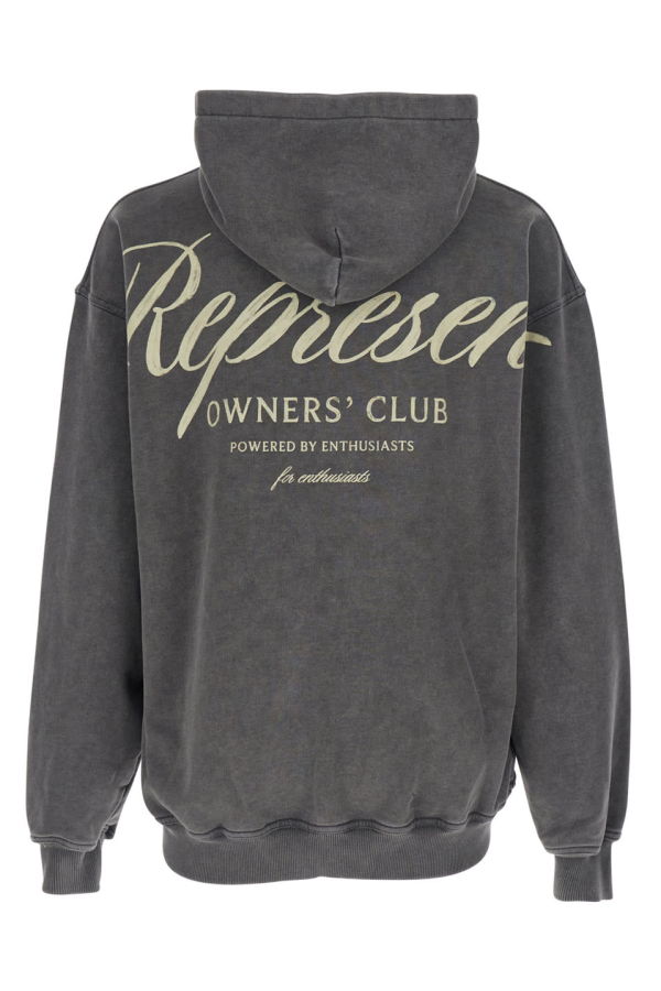 Represent Grey Sweatshirt With Logo Print on Front and Back and Faded Effect in Cotton - Gray