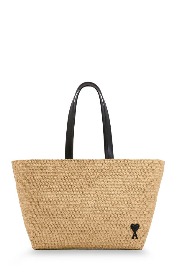 Ami Alexandre Mattiussi Ami De Coeur Raffia Shoulder Bag - Naturel