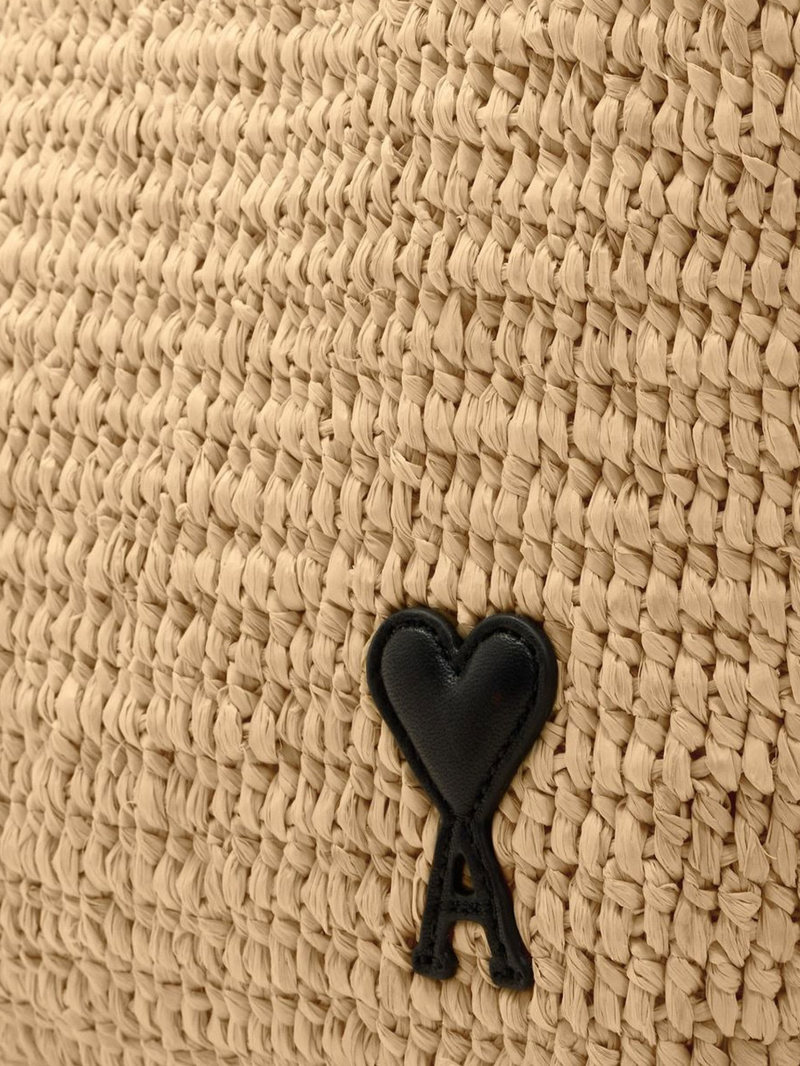 Ami Alexandre Mattiussi Ami De Coeur Raffia Shoulder Bag - Naturel