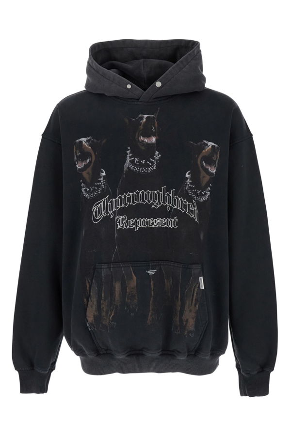 Represent Black Hoodie With Fixed Hood and Maxi Print on the Front - Black
