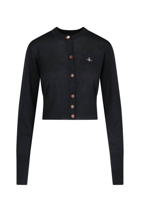 Vivienne Westwood Logo Crop Cardigan Sweater - Black