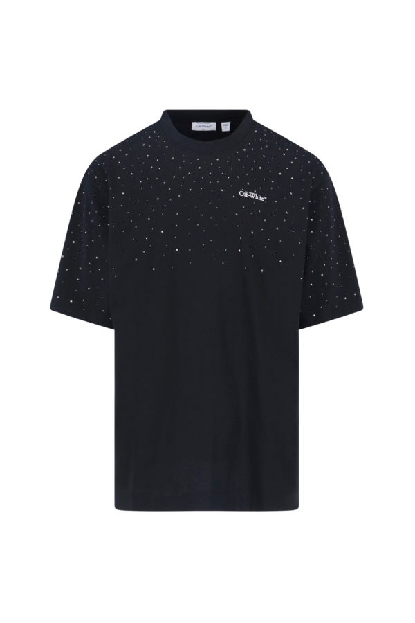 Off-White Rhinestone Logo T-Shirt - Black