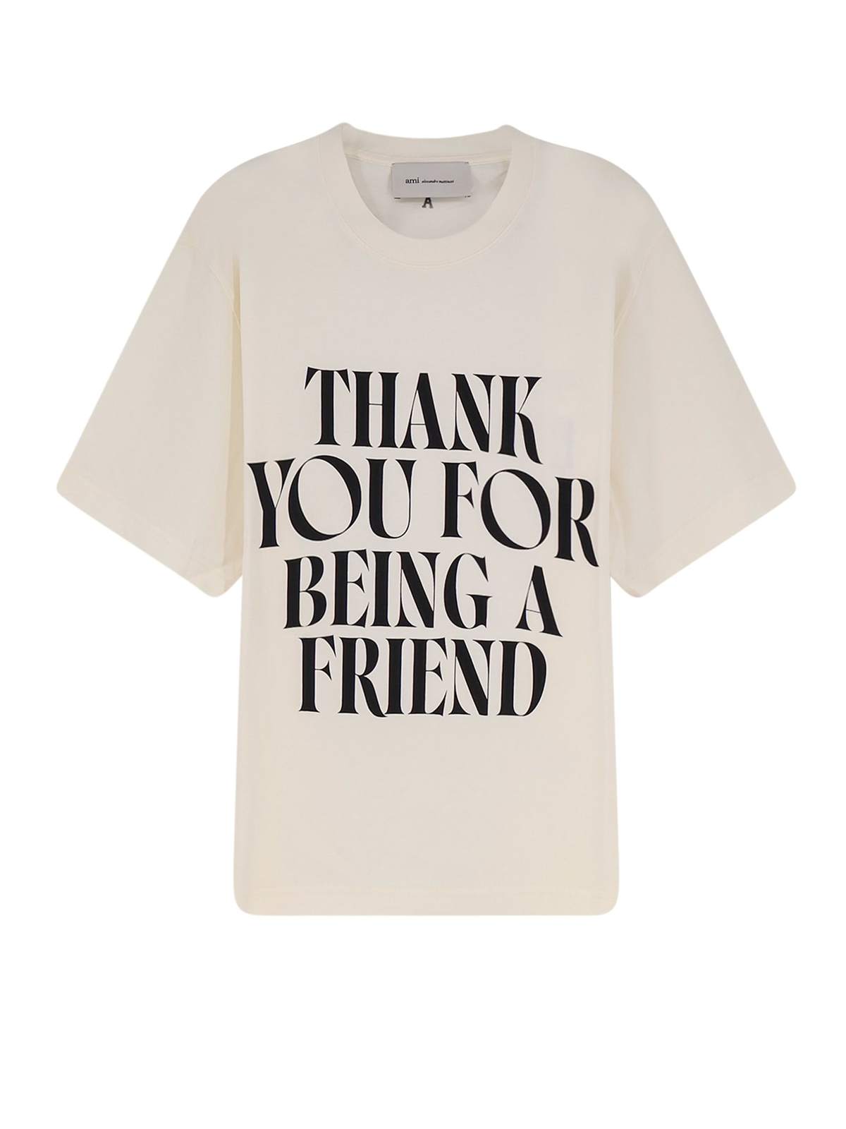 Ami Alexandre Mattiussi Cotton T-Shirt With Frontal Print - Blanc Creme - Image 1 of 3