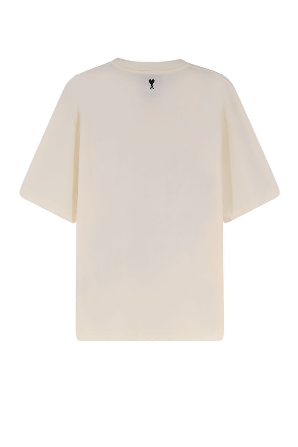 Ami Alexandre Mattiussi Cotton T-Shirt With Frontal Print - Blanc Creme