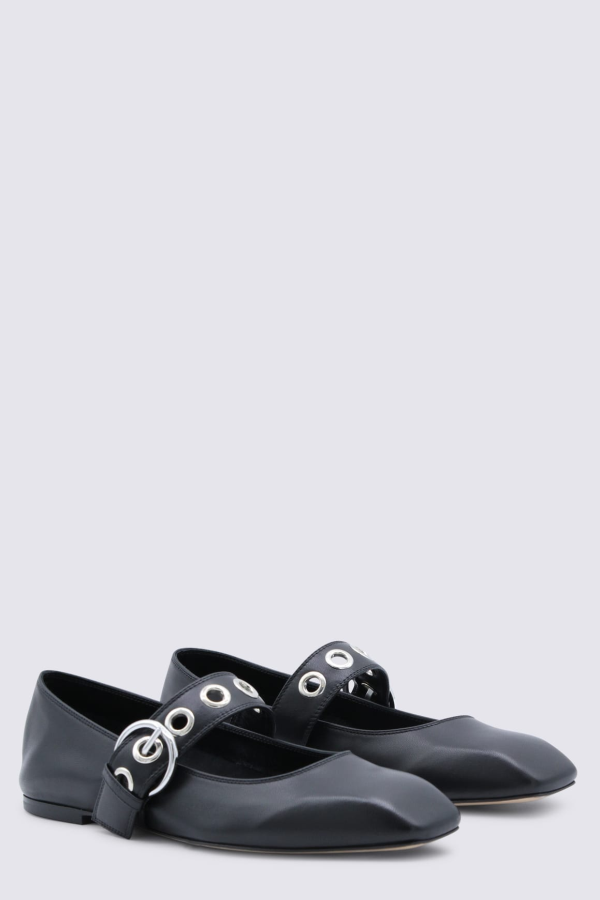 aeydē Leather Flats - Black