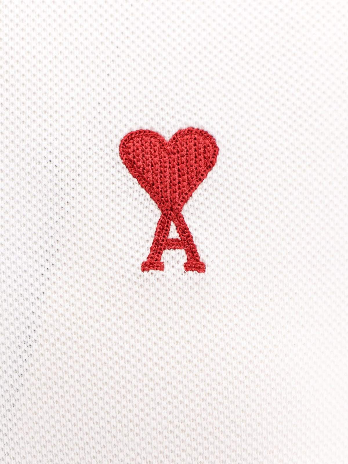 Ami Alexandre Mattiussi Cotton Polo Shirt with Iconic Embroidery - White - Image 3 of 3
