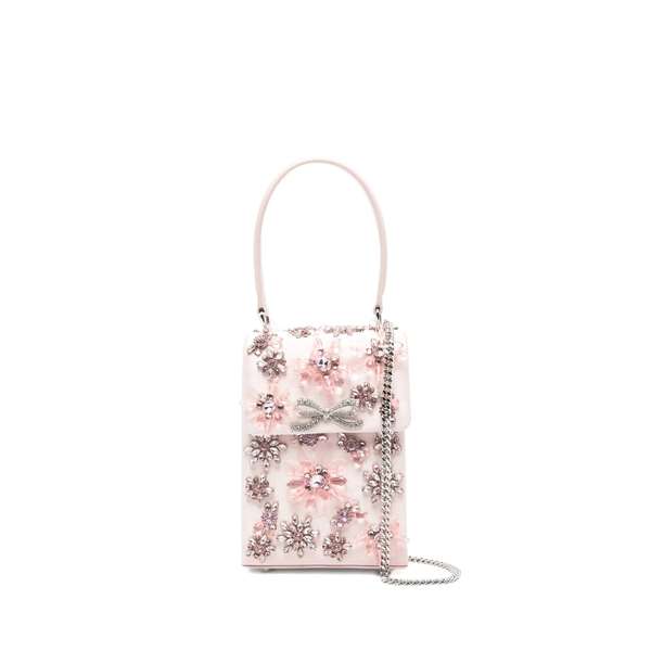 Self-Portrait Floral Crystal Appliqu Bow Bag - Pink Self-Portrait Floral Crystal Appliqu Bow Bag - Pink