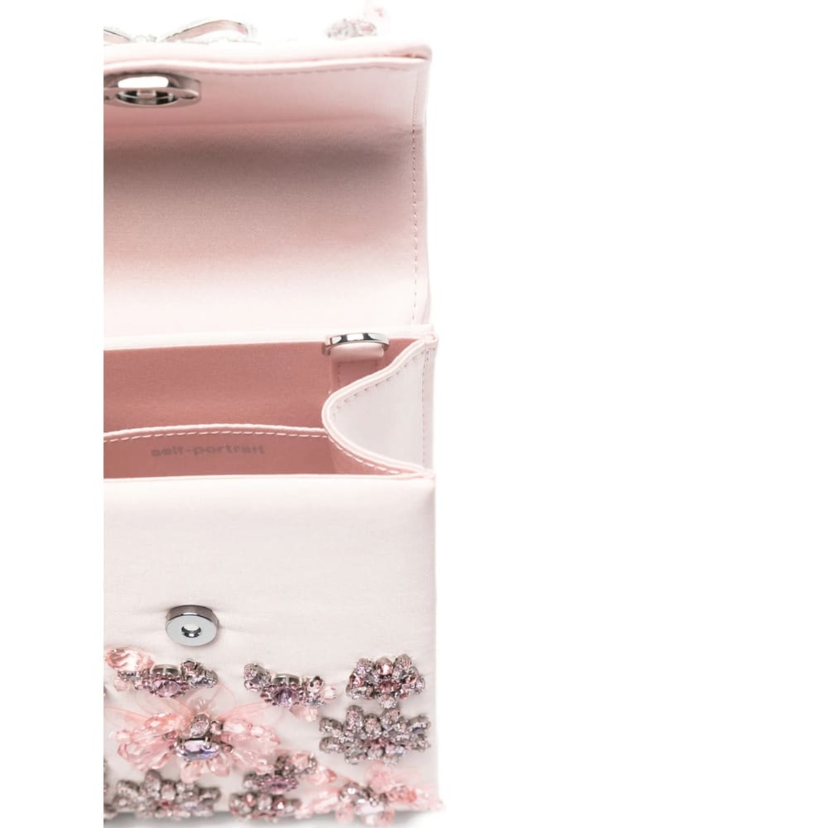 Self-Portrait Floral Crystal Appliqué Bow Bag - Pink - Image 2 of 5