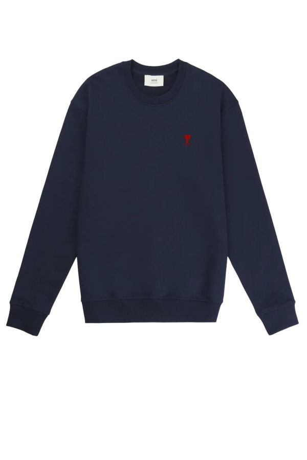 Ami Alexandre Mattiussi Cotton Sweatshirt With Iconic Embroidery - Bleu Nuit