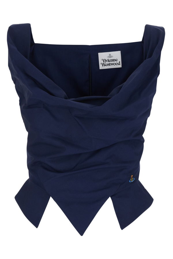 Vivienne Westwood Sunday Sleeveless Top with Ring Neckline and Pointed Hem - Blue