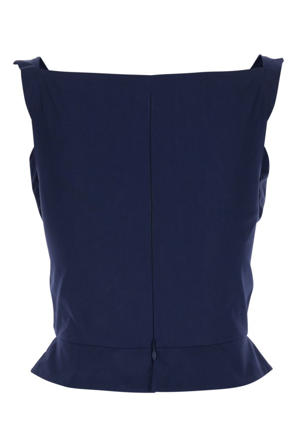 Vivienne Westwood Sunday Sleeveless Top with Ring Neckline and Pointed Hem - Blue