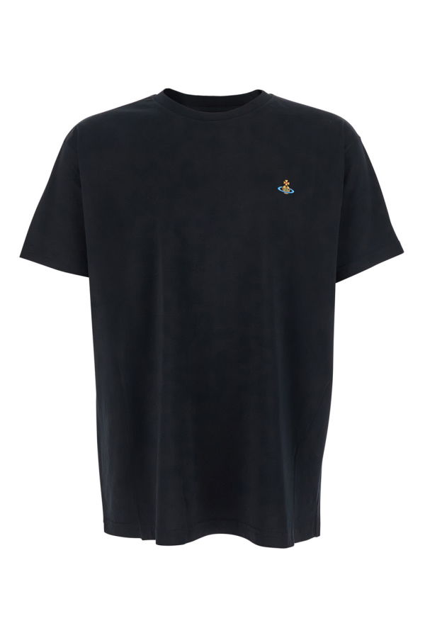 Vivienne Westwood Crewneck T-Shirt with Orb Embroidery - Black
