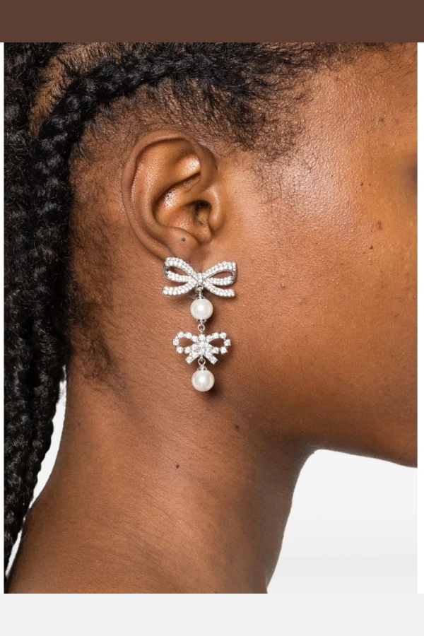 Self-Portrait Earrings - Silver/White