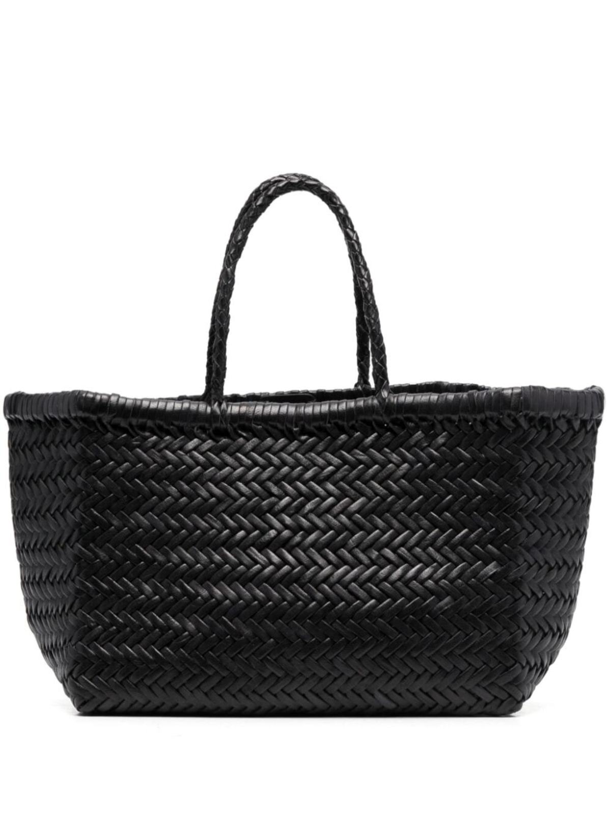 Dragon Diffusion Triple Jump Small Woven Leather Tote - Black - Image 1 of 4