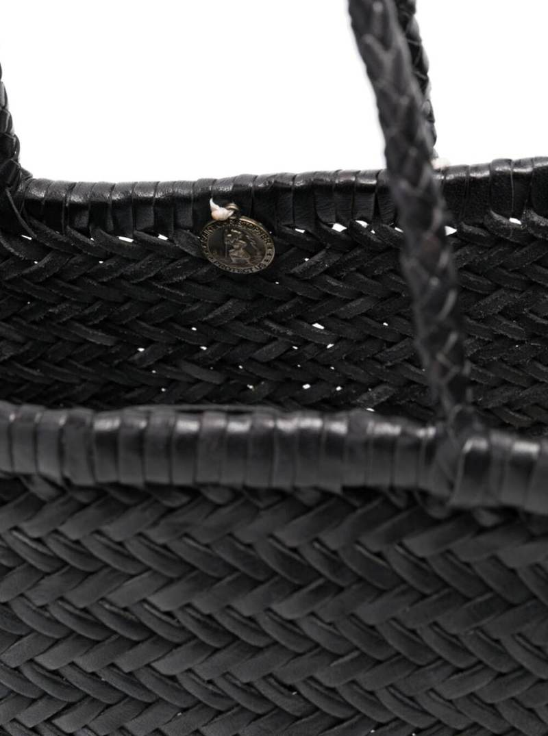 Dragon Diffusion Triple Jump Small Woven Leather Tote - Black