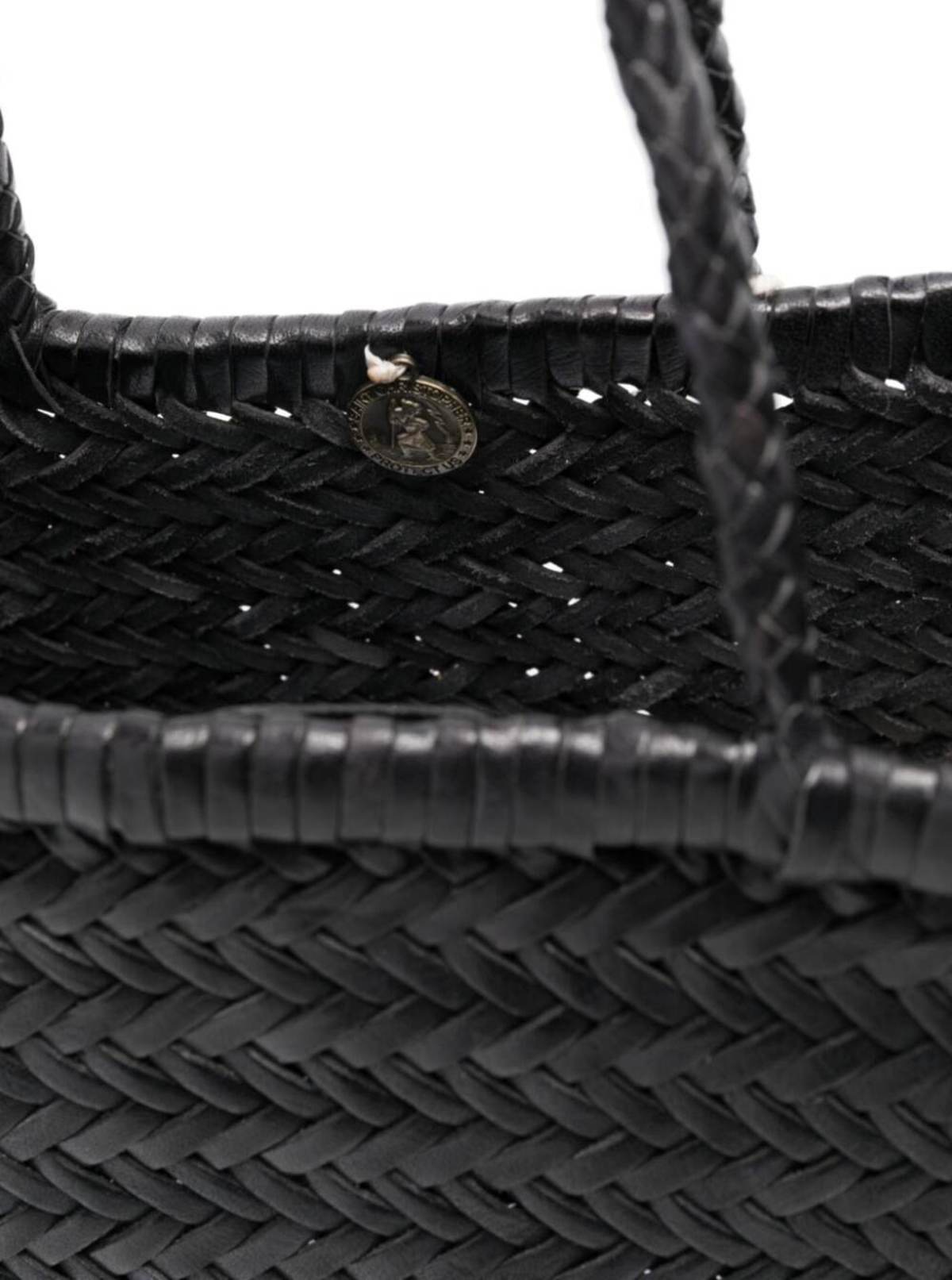 Dragon Diffusion Triple Jump Small Woven Leather Tote - Black - Image 4 of 4