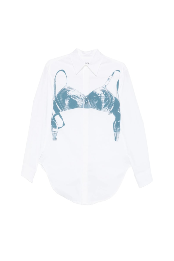 Jean Paul Gaultier Bra-Print Shirt - White/Blue