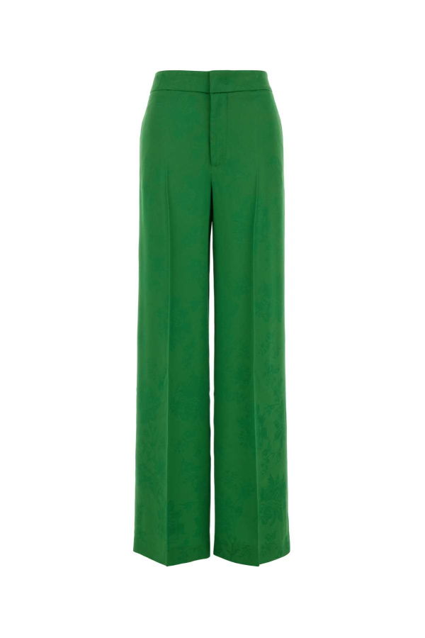 Etro Green Jacquard Wide-Leg Pants