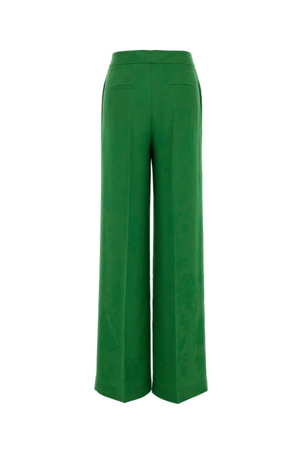 Etro Green Jacquard Wide-Leg Pants