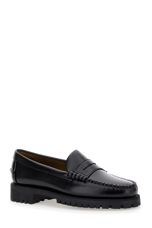 Sebago Slip-On Lug Sole Leather Loafers - Black
