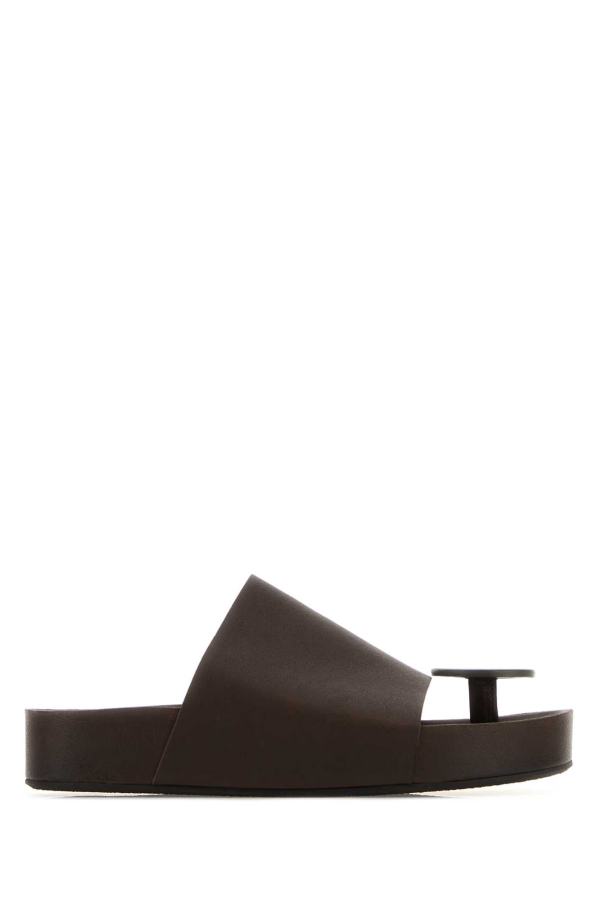 Uma Wang Dark Brown Leather Thong Slippers - Brown