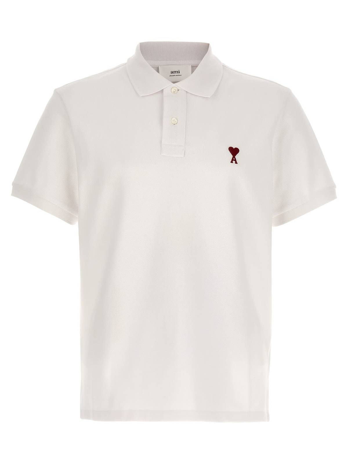 Ami Alexandre Mattiussi Ami De Coeur Polo Shirt - White - Image 1 of 4