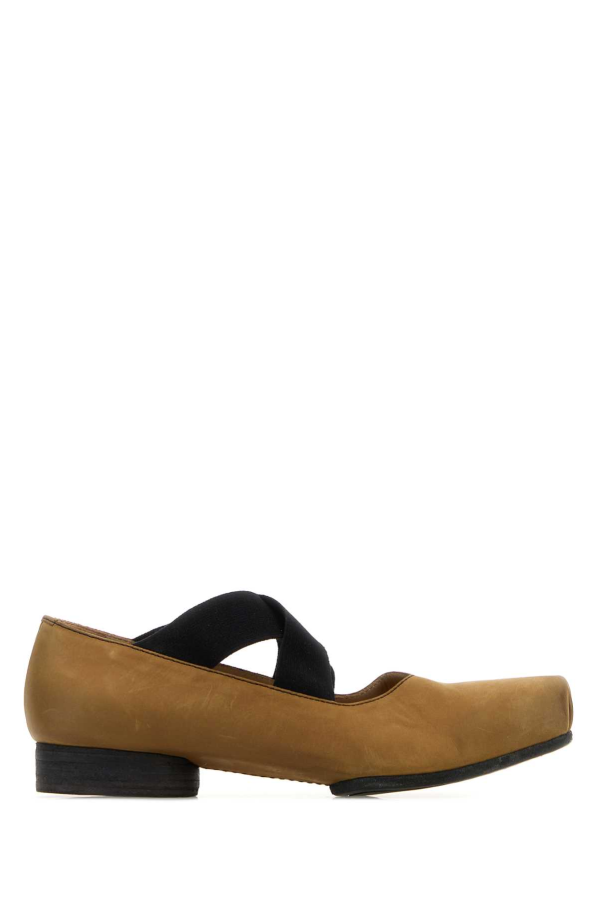 Uma Wang Camel Leather Ballerinas - Mustard/Black