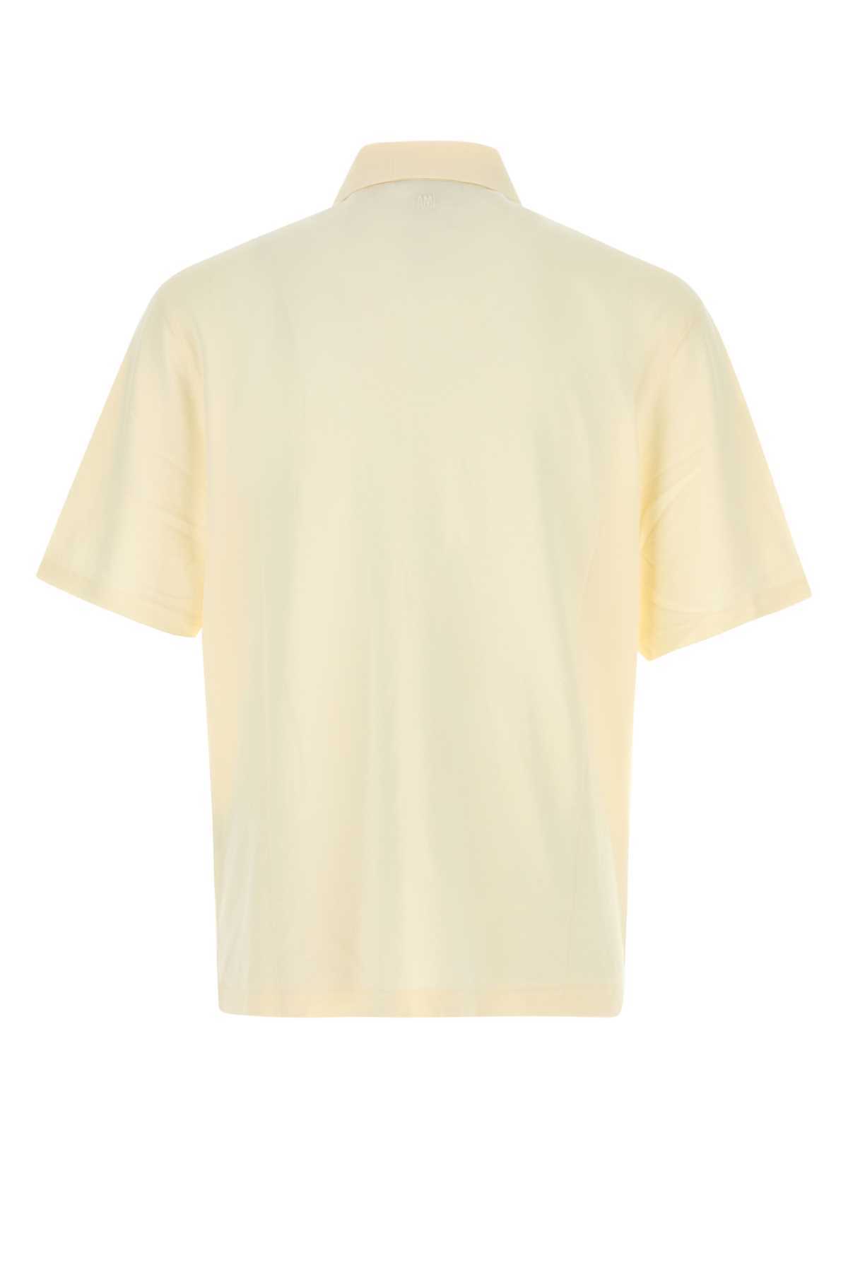Ami Alexandre Mattiussi Piquet Polo Shirt - Cream - Image 2 of 2
