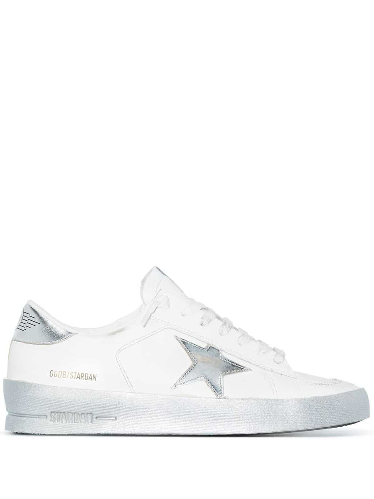 Golden Goose Stardan Leather Sneakers - Silver - Image 1 of 5
