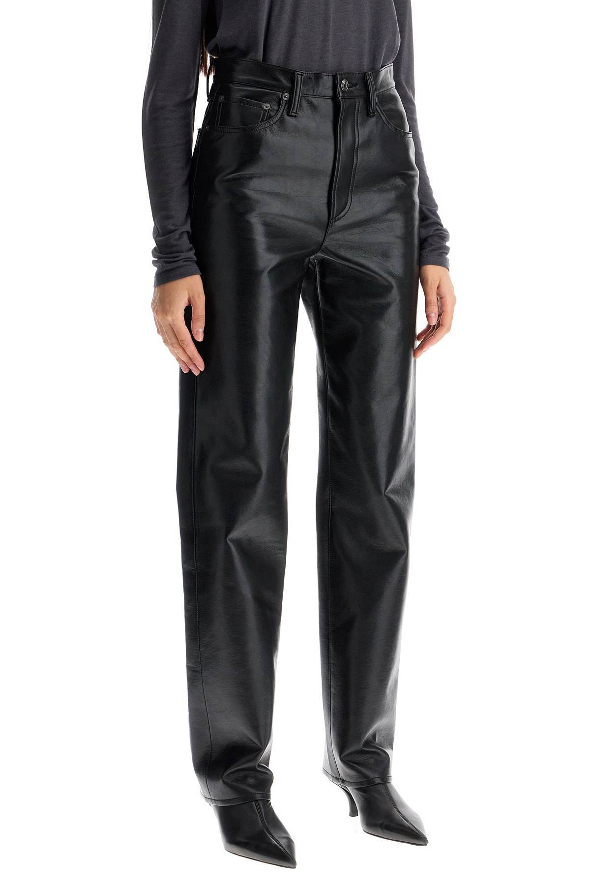 AGOLDE 90s Recycled Leather Pinch Waist Pants - Black - Image 2 of 4